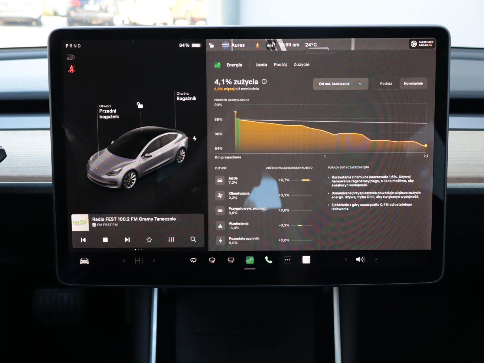 Tesla Model 3 2019 Std Range Plus 49kWh 96063km Sedan